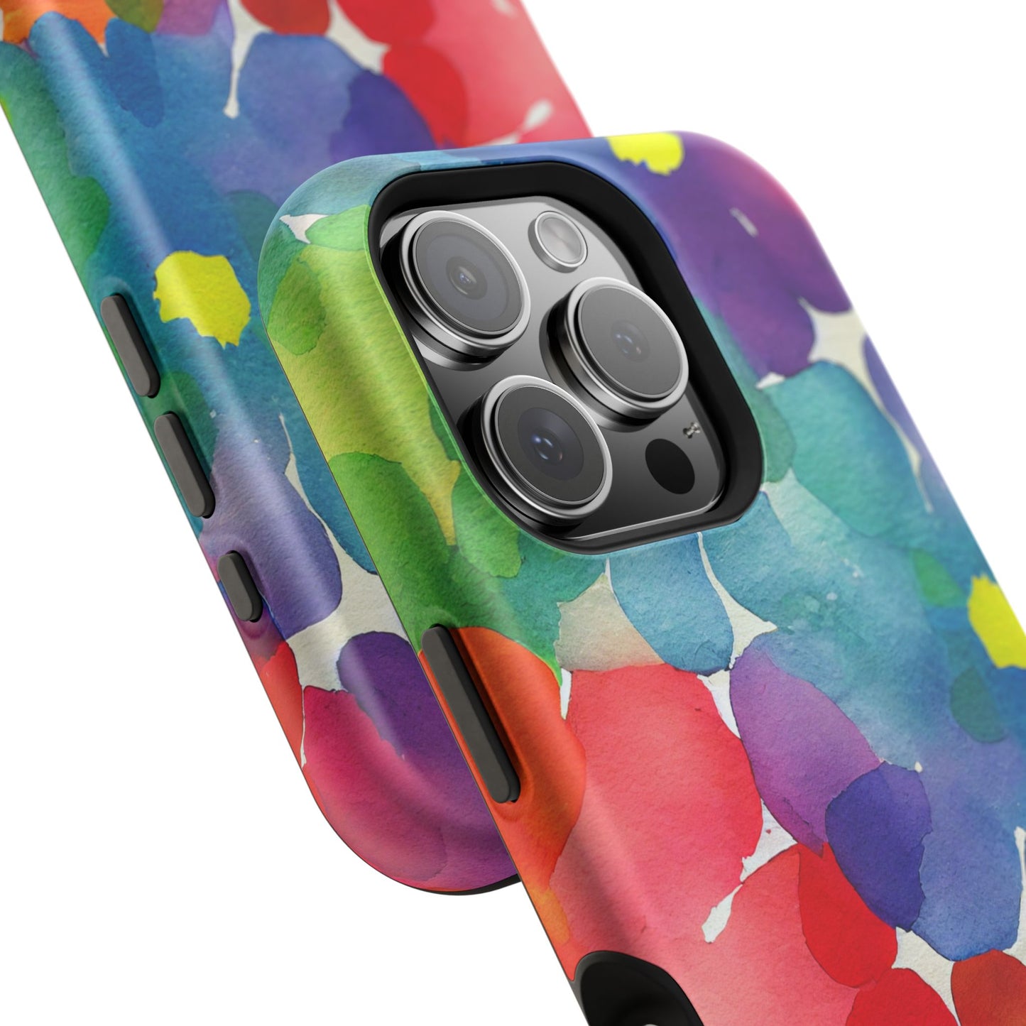 Rainbow Bloom Watercolor MagSafe iPhone Case – Slim Design, Glossy Finish