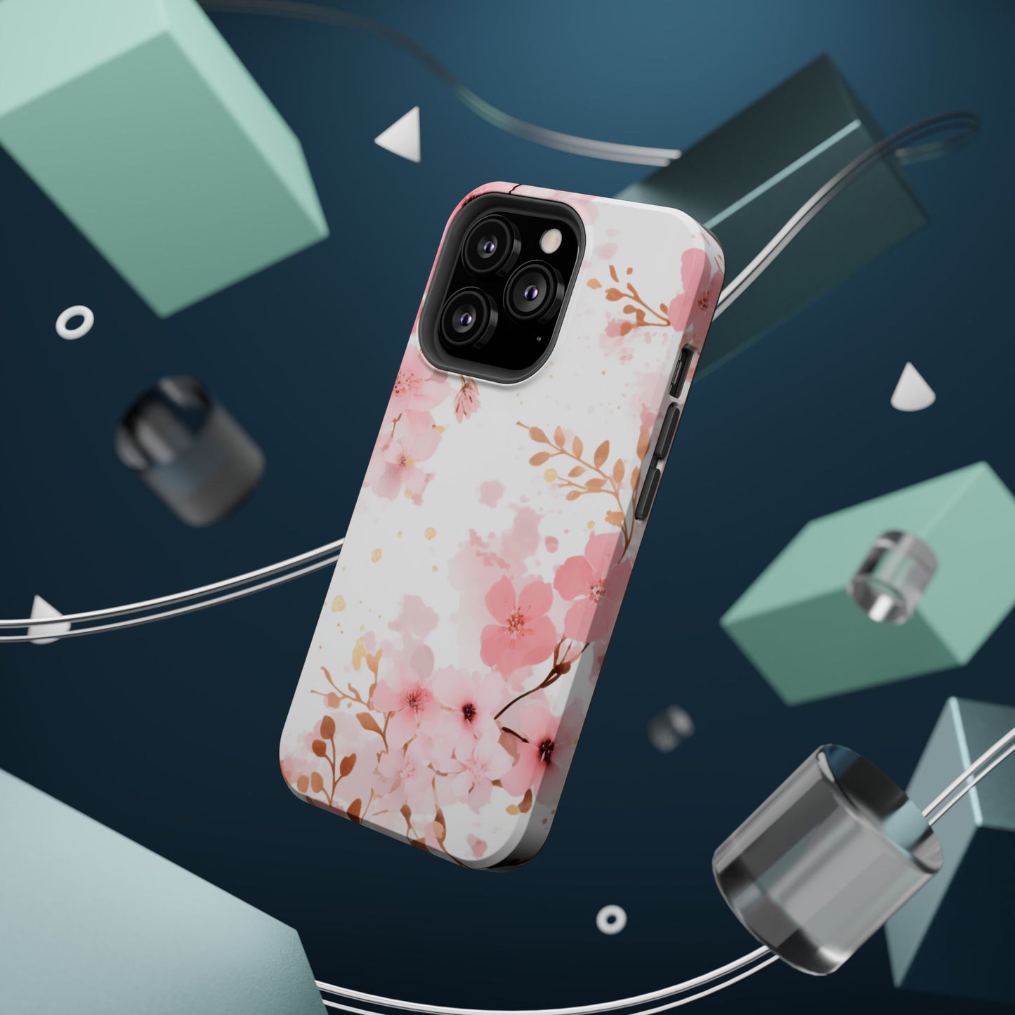 Soft Pink Cherry Blossom MagSafe Case – Floral Elegance with Wireless Charging