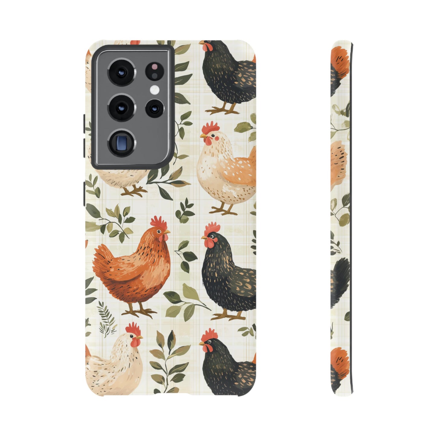 Samsung Galaxy Case: Vintage Chicken Farmhouse Case – Rustic Leaves Design