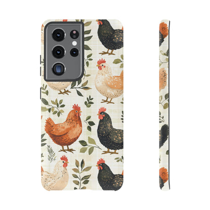 Samsung Galaxy Case: Vintage Chicken Farmhouse Case – Rustic Leaves Design