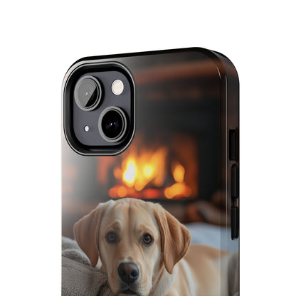 Cozy Golden Retriever by the Fireplace - iPhone Series Case