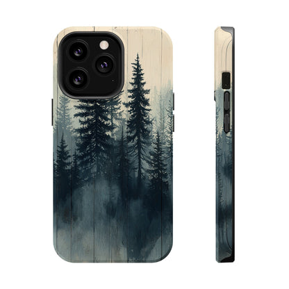 Misty Forest Wood MagSafe iPhone Case - Nature-Inspired Protective Cover