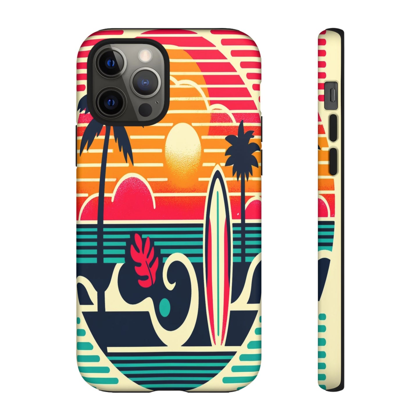 Retro Beach Vibes iPhone Case - Sunset Surfing Protective Cover