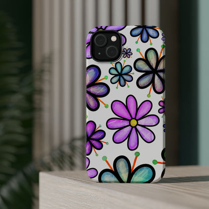 Whimsical Lavender Floral MagSafe iPhone Case – Ultra-Slim, High-Gloss Finish