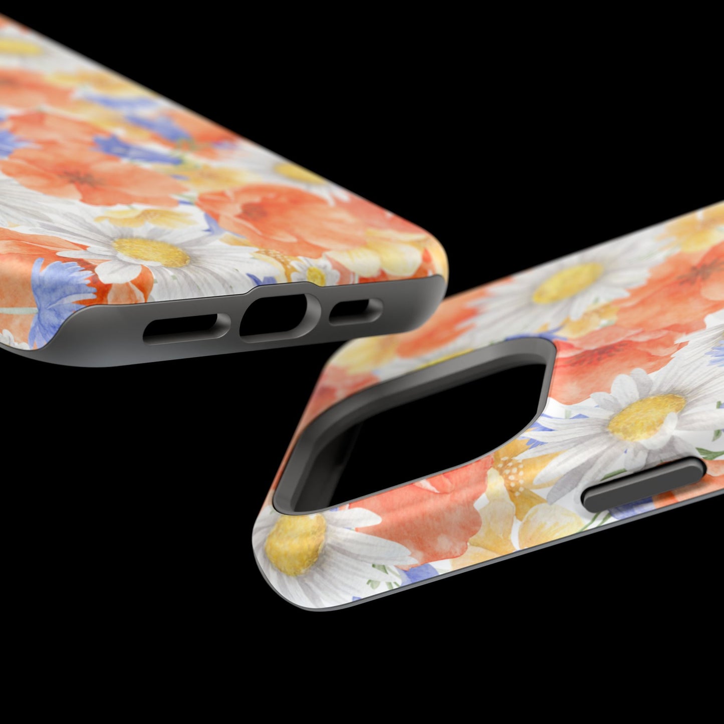 Watercolor Wildflower Pattern MagSafe iPhone Case – Durable Matte Finish with Daisy, Poppy & Cornflower Design