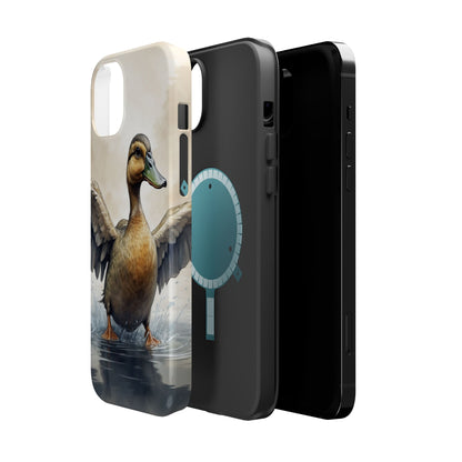 Graceful Duck in Watercolor Scene - MagSafe iPhone Case