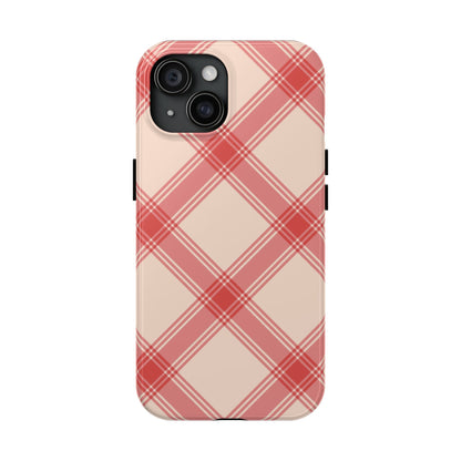 Soft Peachy Red Plaid iPhone Case