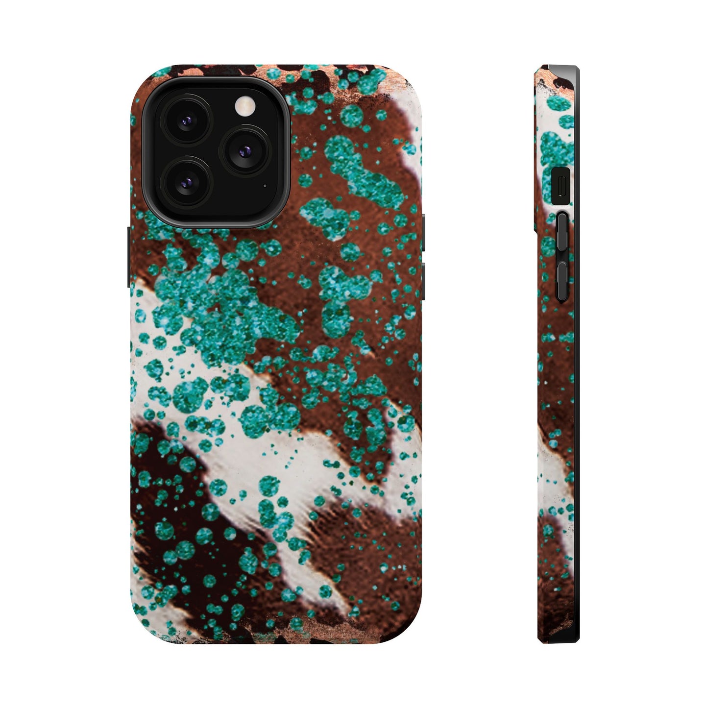 Teal Glitter Cowhide - MagSafe iPhone Series Case