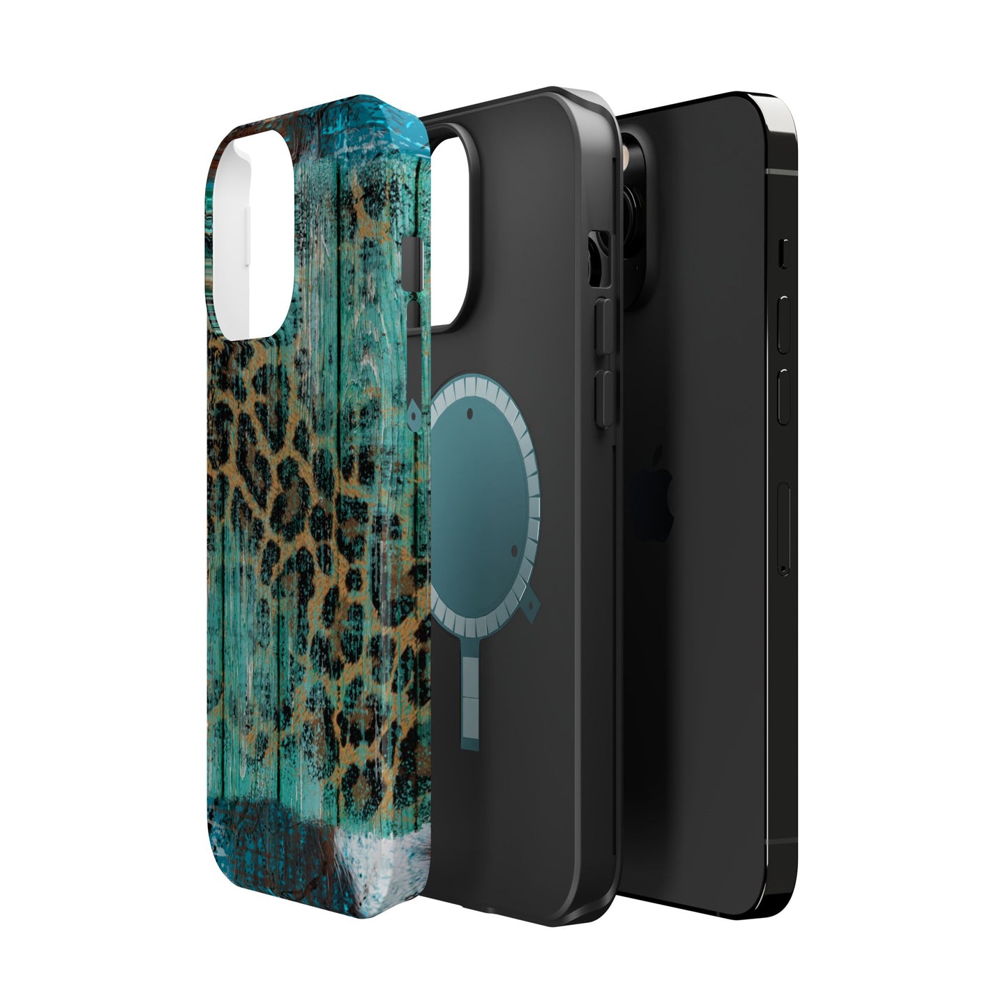 Turquoise Rustic Leopard Wood - MagSafe  iPhone Series Case