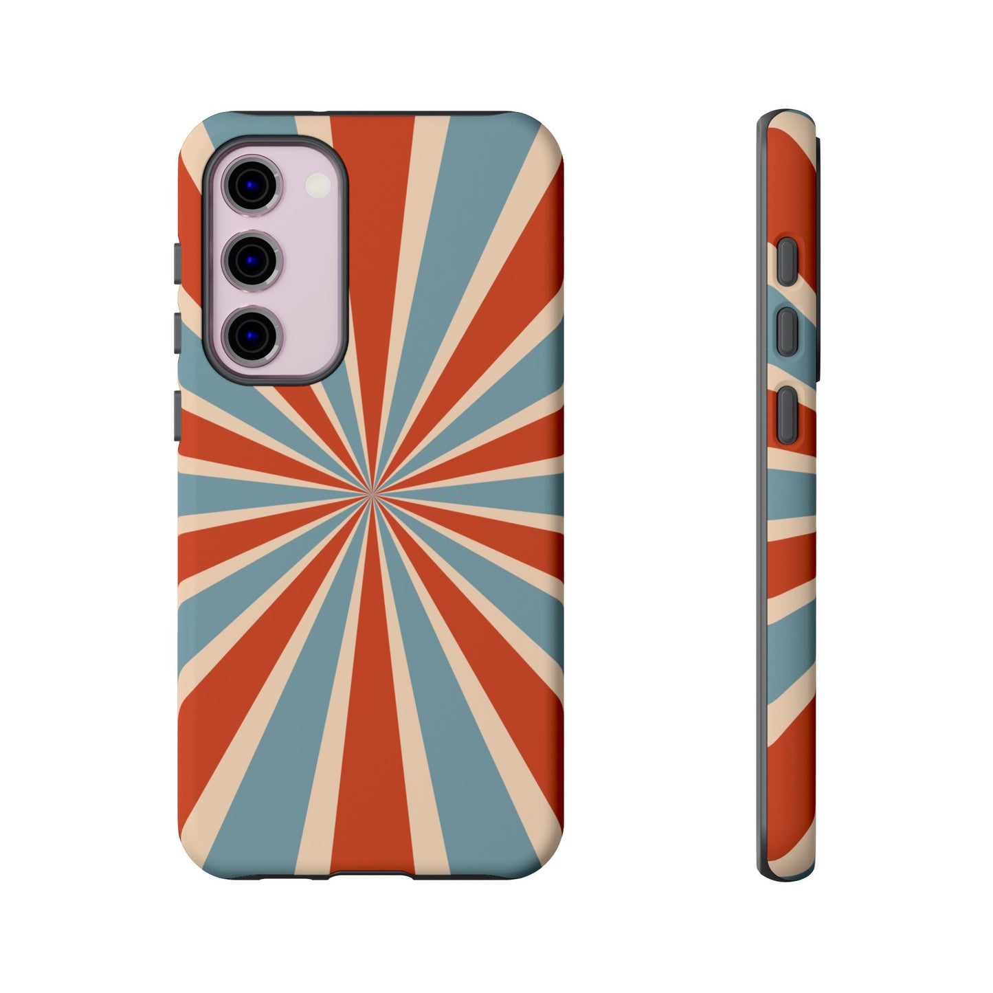 Vintage Blue & Red Sunburst Samsung Galaxy Case – Bold Geometric Pattern, Shock-Resistant Cover