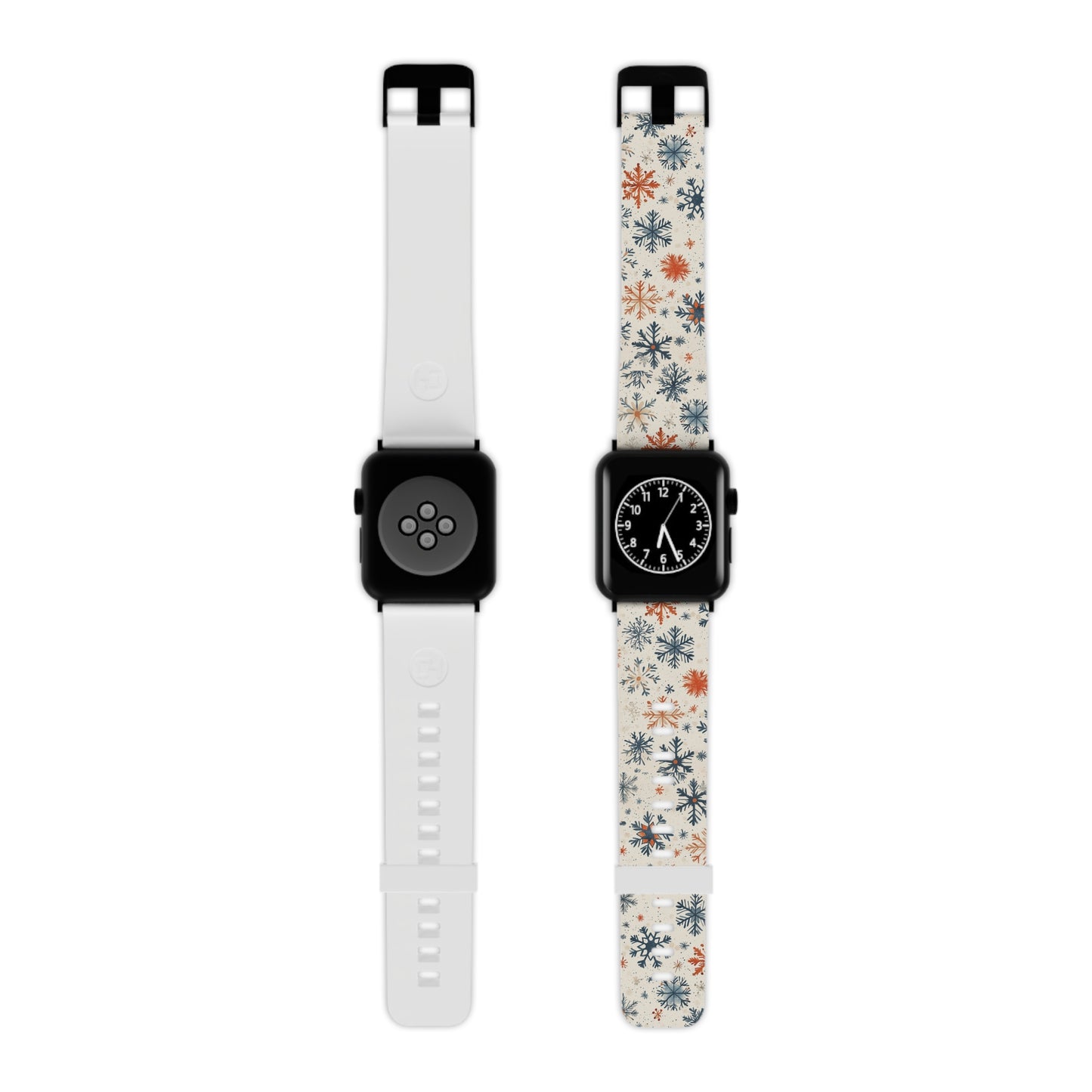  Rustic Orange and Blue Snowflake Pattern Apple Watch Band