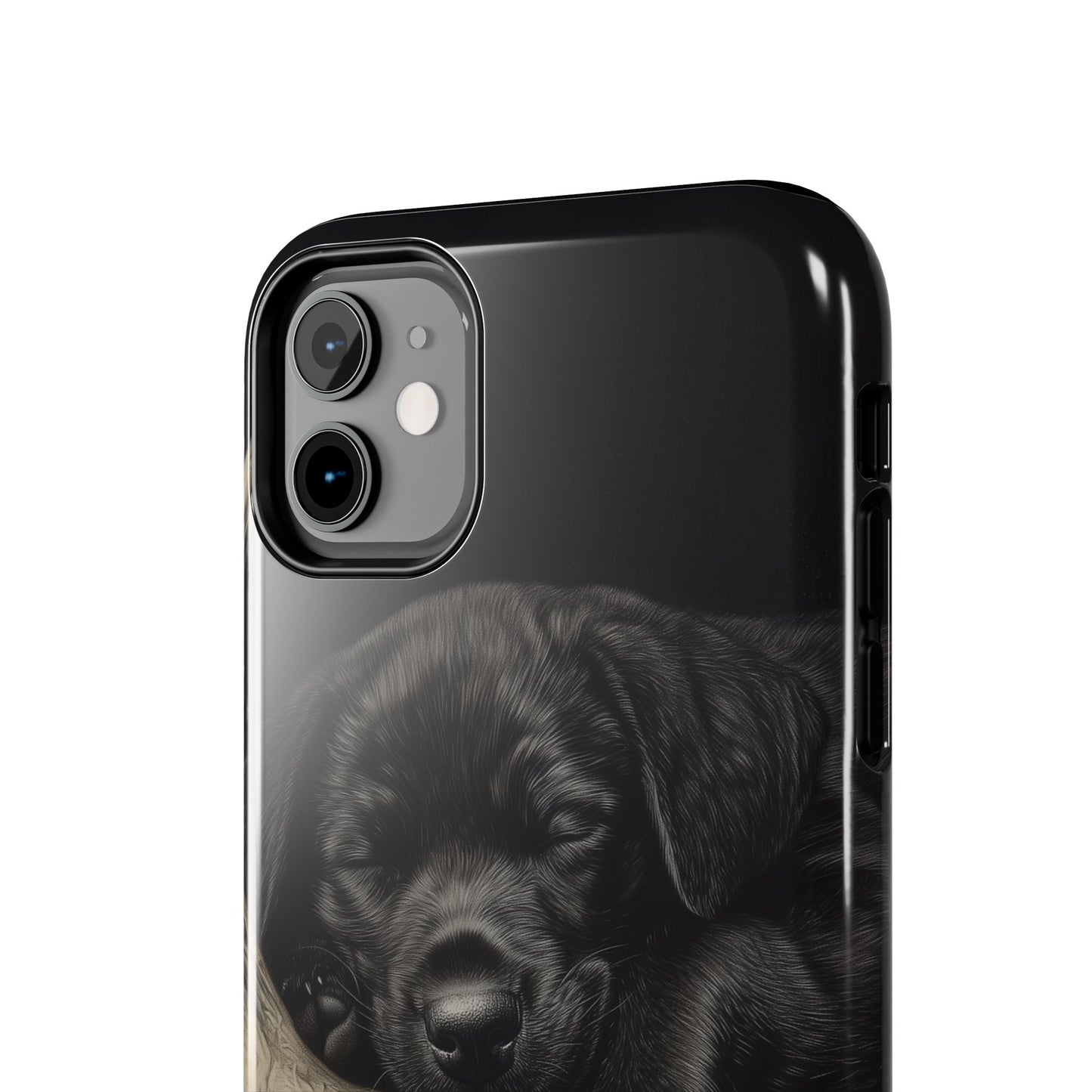 Adorable Black Labrador Puppy on Feathers iPhone Case