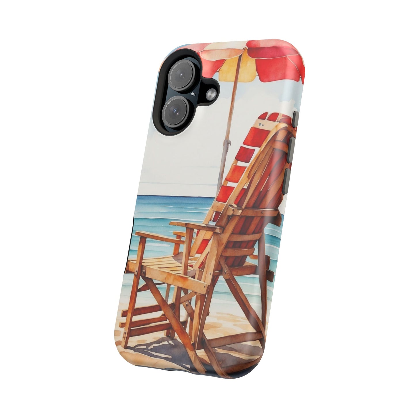 Beach Bliss MagSafe iPhone Series Case – Relaxing Seaside Chair and Umbrella Design