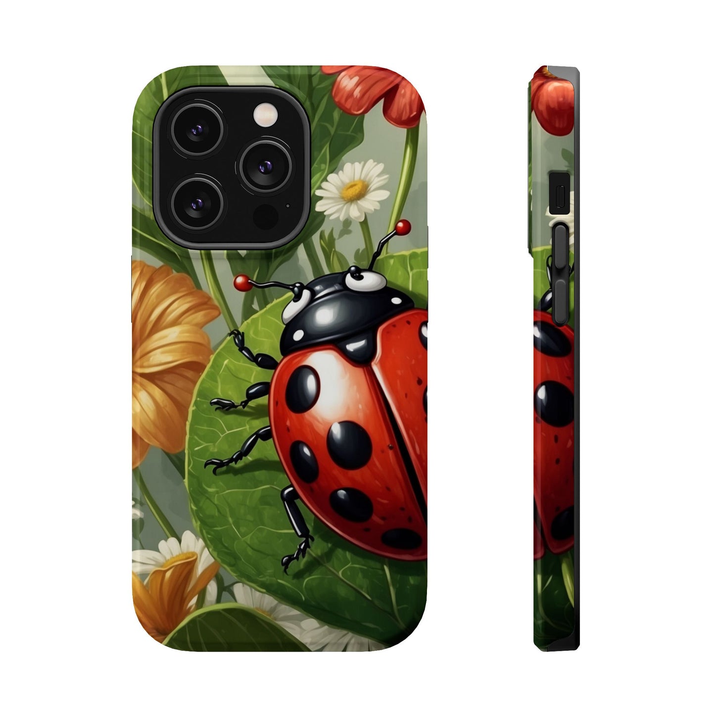 Ladybug Garden MagSafe iPhone Case – Whimsical Floral Design