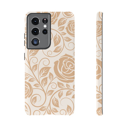 Vintage Rose Vine Tough Samsung Galaxy Case – Elegant Floral Pattern with Dual-Layer Protection