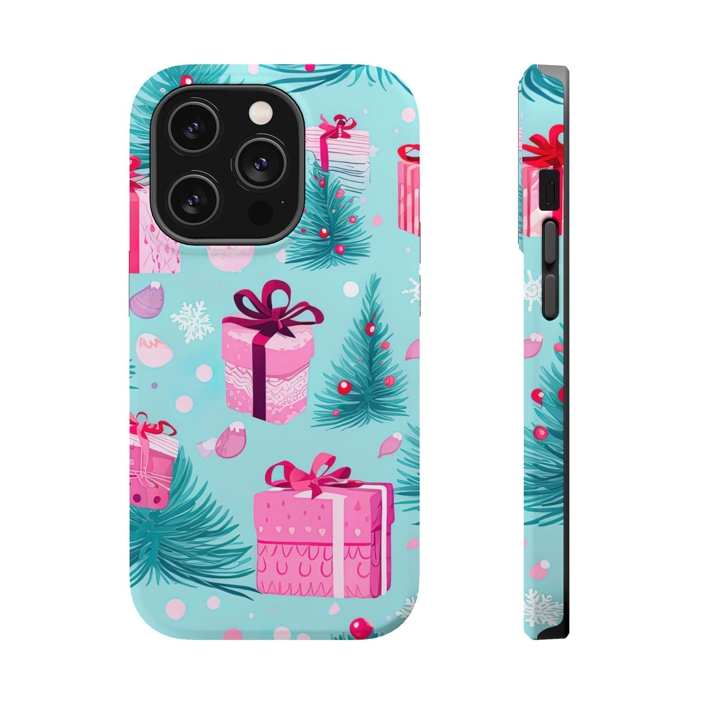 Festive Pink Christmas Gifts and Evergreen MagSafe iPhone Case – Holiday Theme, Protective Cover