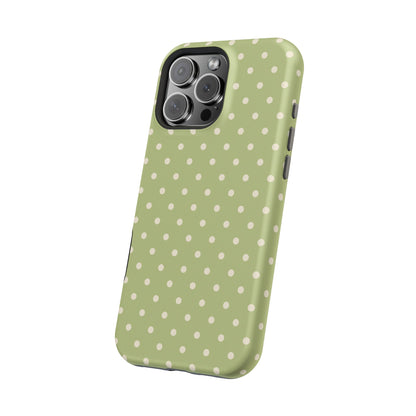 Sage Green Polka Dots – MagSafe iPhone Case