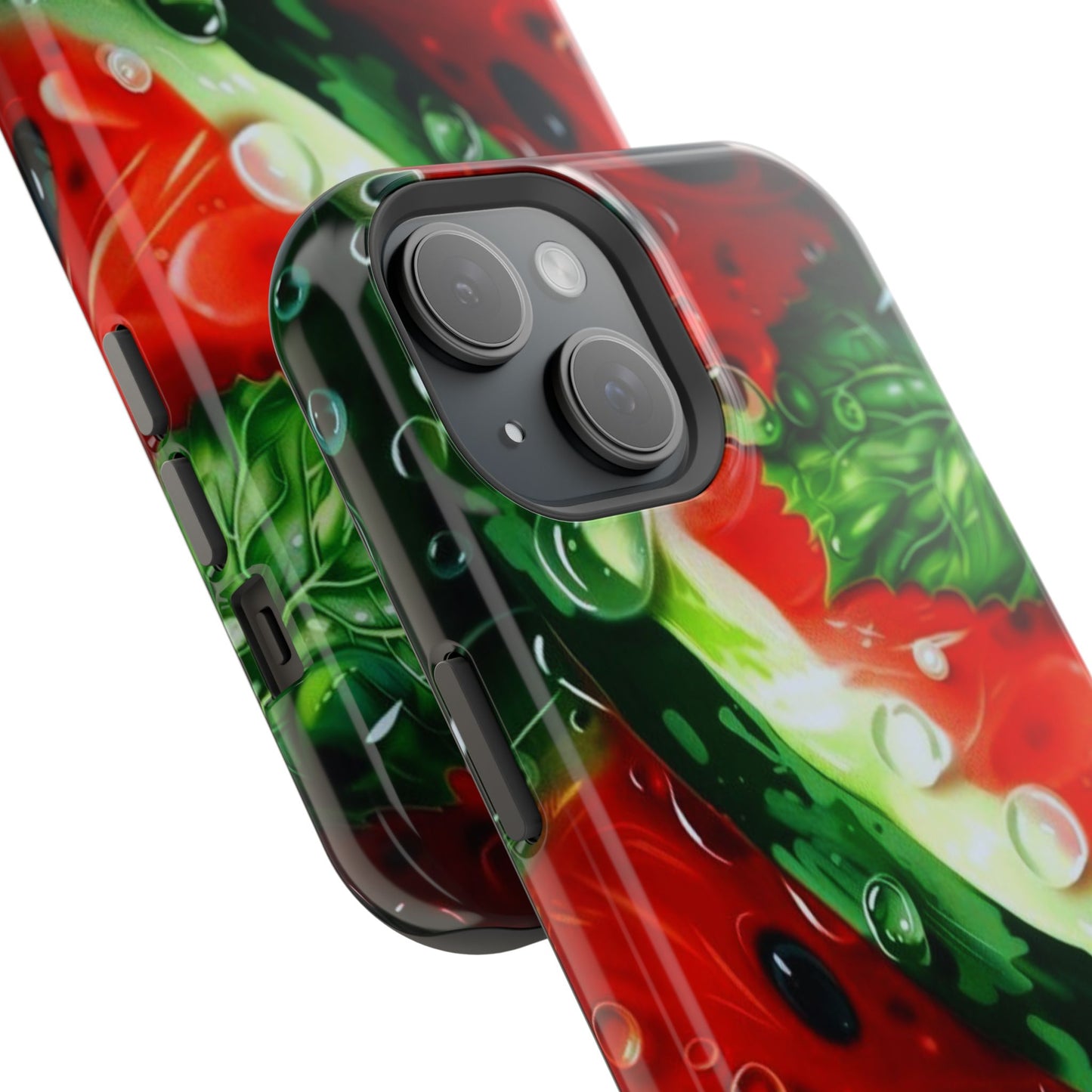 Juicy Watermelon & Mint MasSafe iPhone Case – Tough Dual-Layer, Vibrant Summer Design