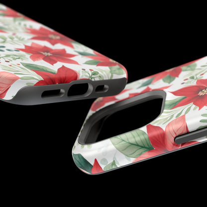 Festive Poinsettia Holiday Pattern – MagSafe iPhone Series Case