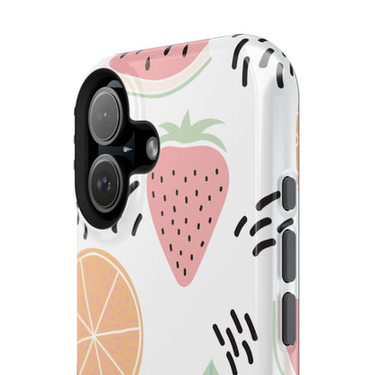 Tropical Fruit Fiesta Tough MagSafe iPhone Case – Fun Watermelon, Pineapple, and Citrus Design