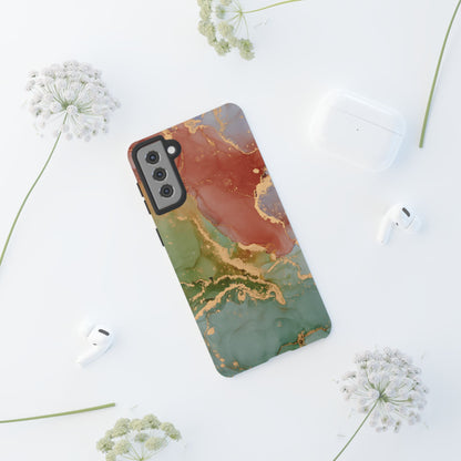 Emerald Orange Marble iPhone Case - Green Marble Case with Luxe Gold Swirls