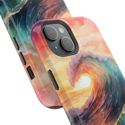 Ocean Sunrise Wave MagSafe iPhone Case – Vibrant Watercolor Wave Design