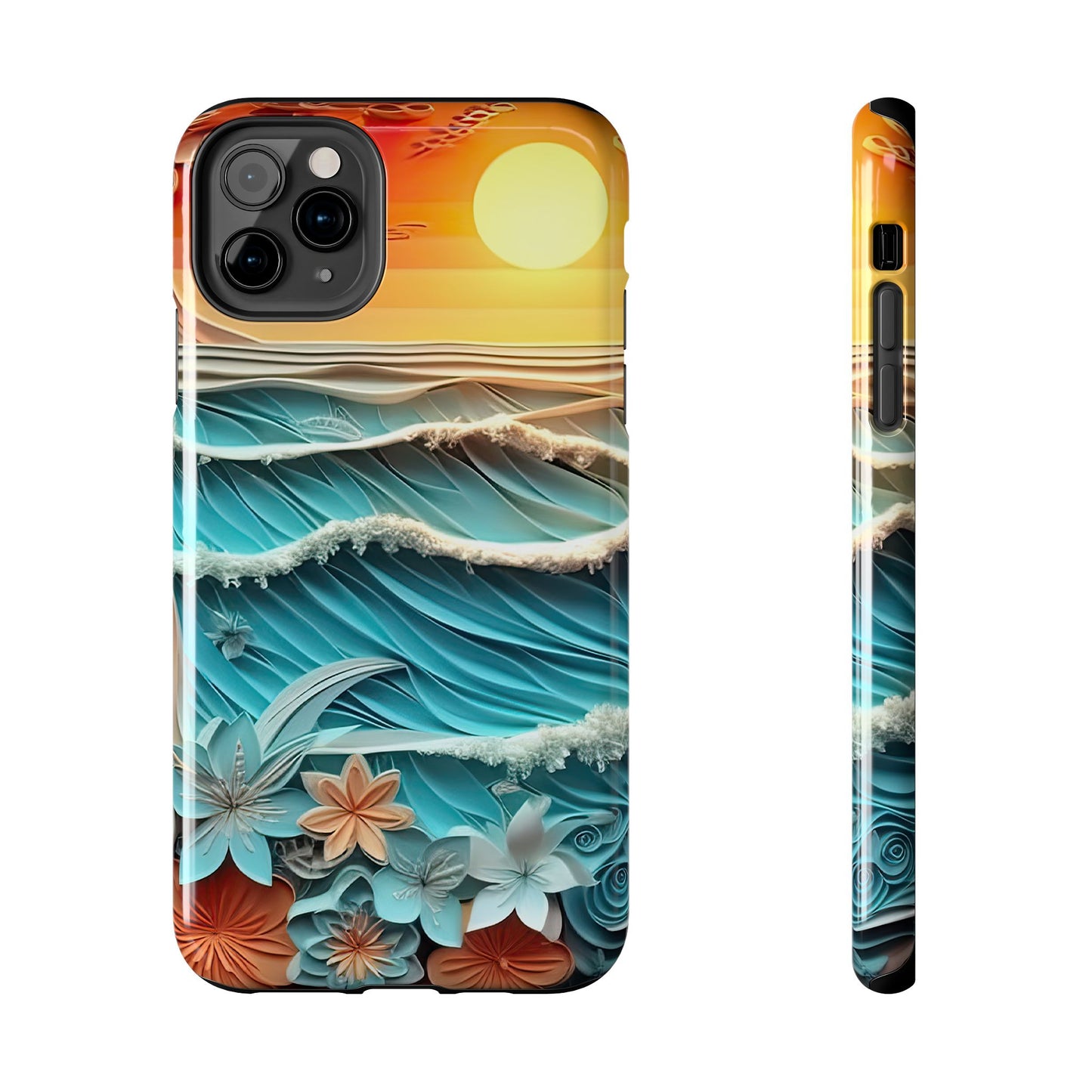 Tropical Sunset Paper Art Ocean – iPhone Series Case