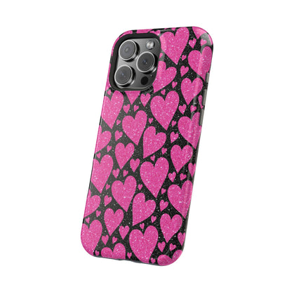 Glitter Hearts MagSafe iPhone Case