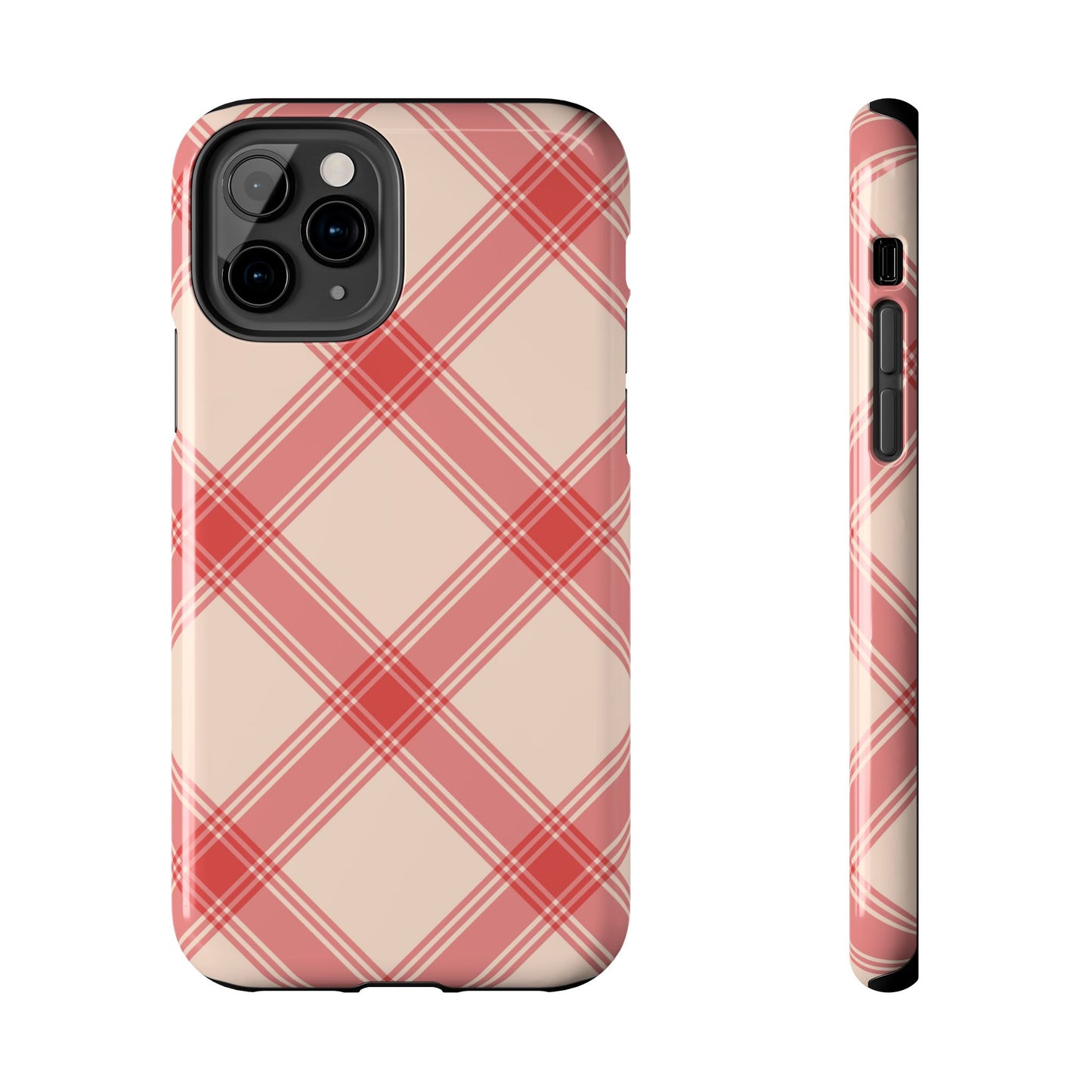 Soft Peachy Red Plaid iPhone Case