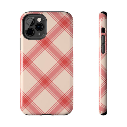 Soft Peachy Red Plaid iPhone Case