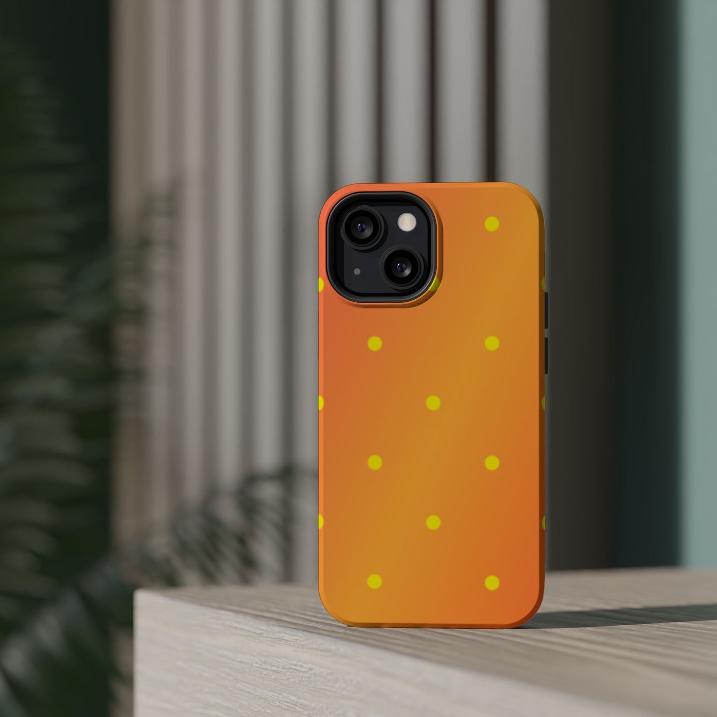 Sunset Gradient Polka Dots MagSafe iPhone Case – Shockproof, Matte Finish, Dual-Layer Protection