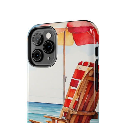 Beach Bliss iPhone Series Case – Relaxing Seaside Chair and Umbrella Design