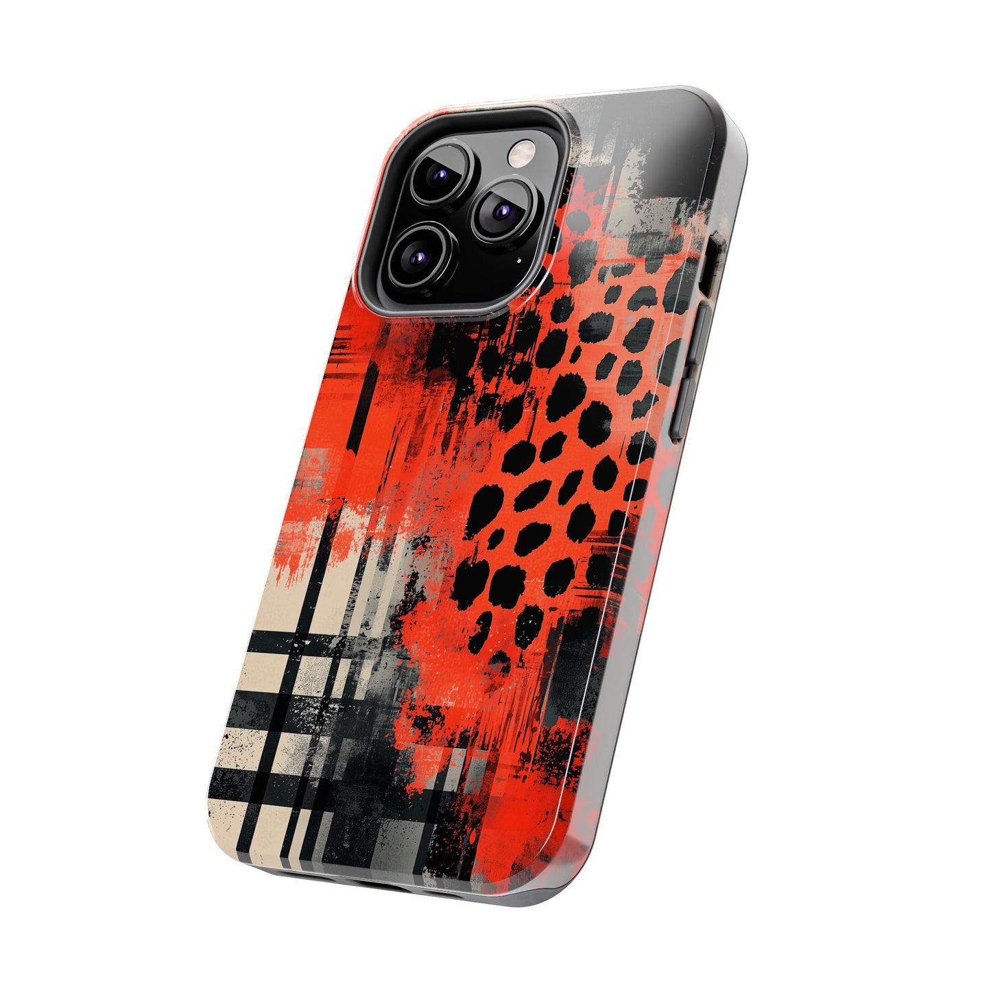 Cheetah Plaid iPhone Case – Red & Black Pattern