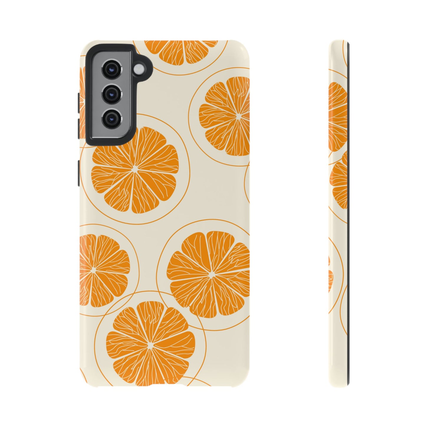 Citrus Burst Pattern Tough Samsung Galaxy  Case – Bold Orange Design, Shockproof Protection