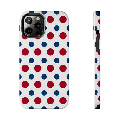 Patriotic Navy, White, and Red Polka Dot iPhone Case