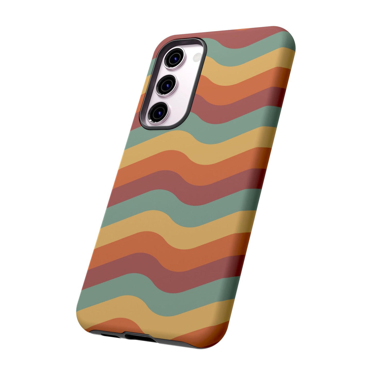 Retro Vibe Wavy Stripes Samsung Galaxy Case – 70s-Inspired in Teal, Orange, and Rust