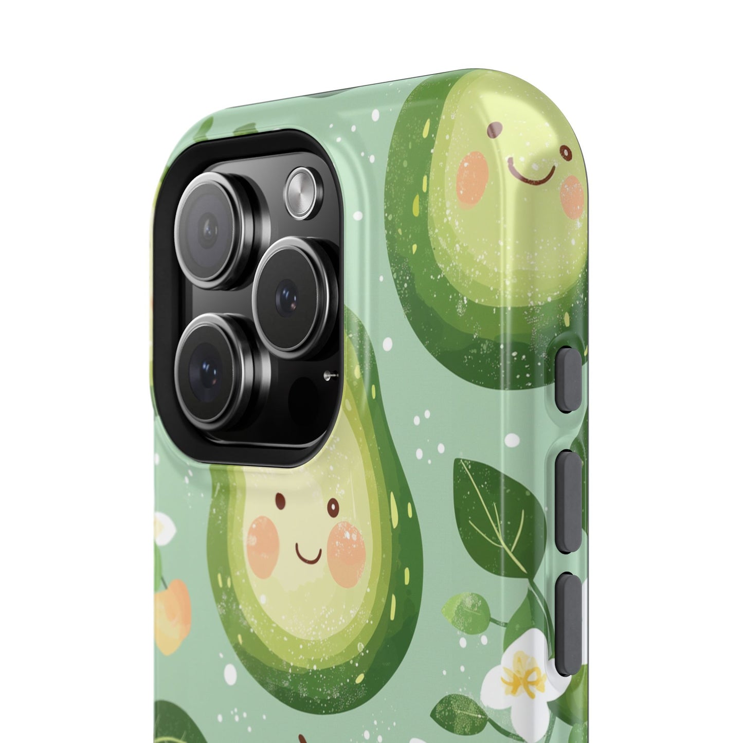 Smiling Avocados Tough MagSafe iPhone Case – Cute Avocado Design, Dual-Layer Protection