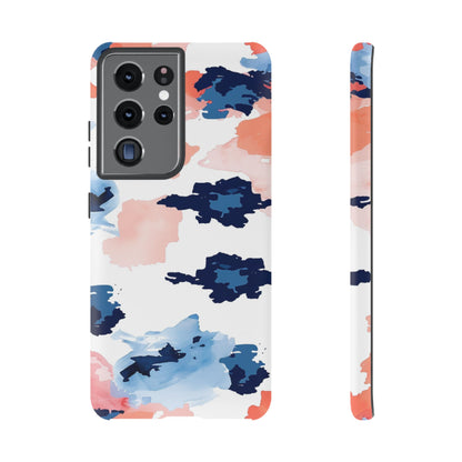 Abstract Coral & Navy Watercolor Design – Samsung Galaxy Case