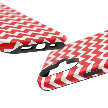 Bold Red & White Chevron – Modern Geometric MagSafe iPhone Case