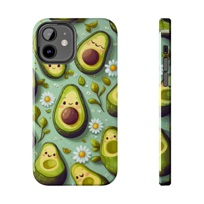 Cute Avocado iPhone Case – Adorable Kawaii Avocados with Daisies, Shock - Resistant - BOGO Cases