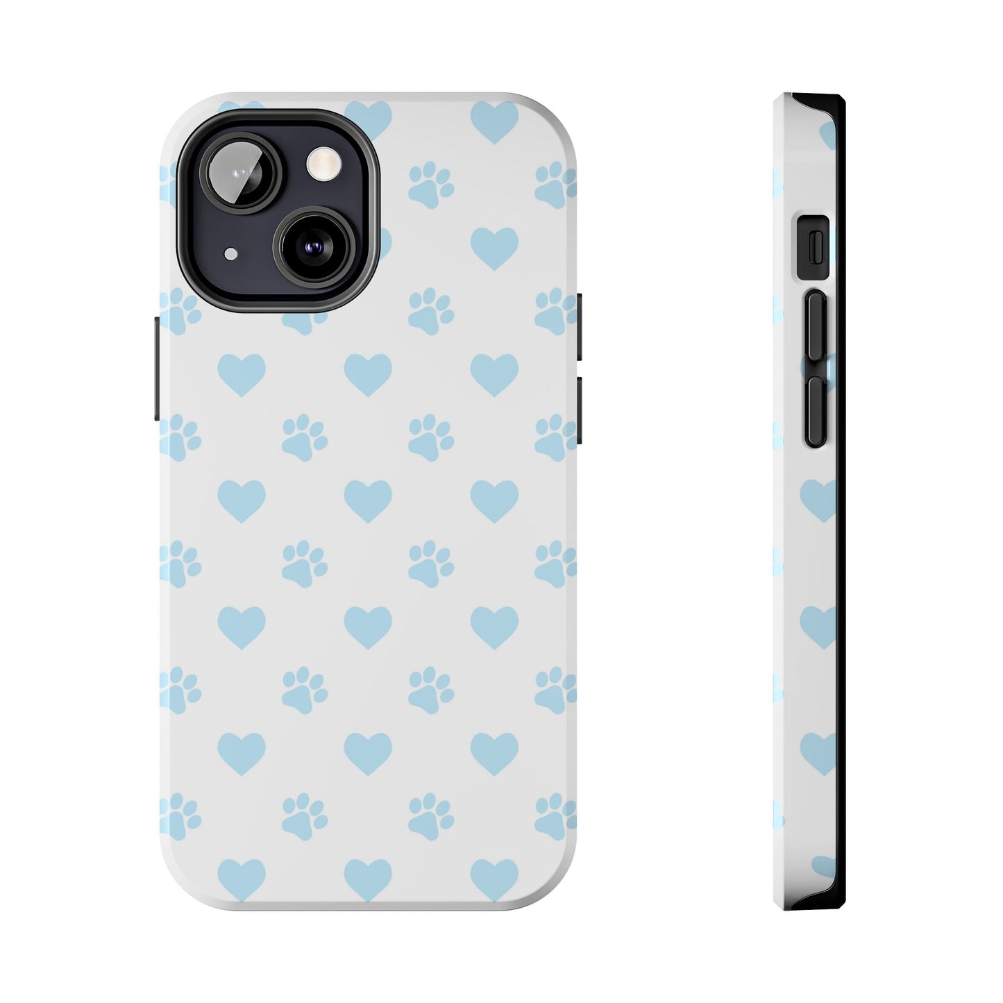 Light Blue Paw Prints & Hearts – iPhone Case for Animal Lovers