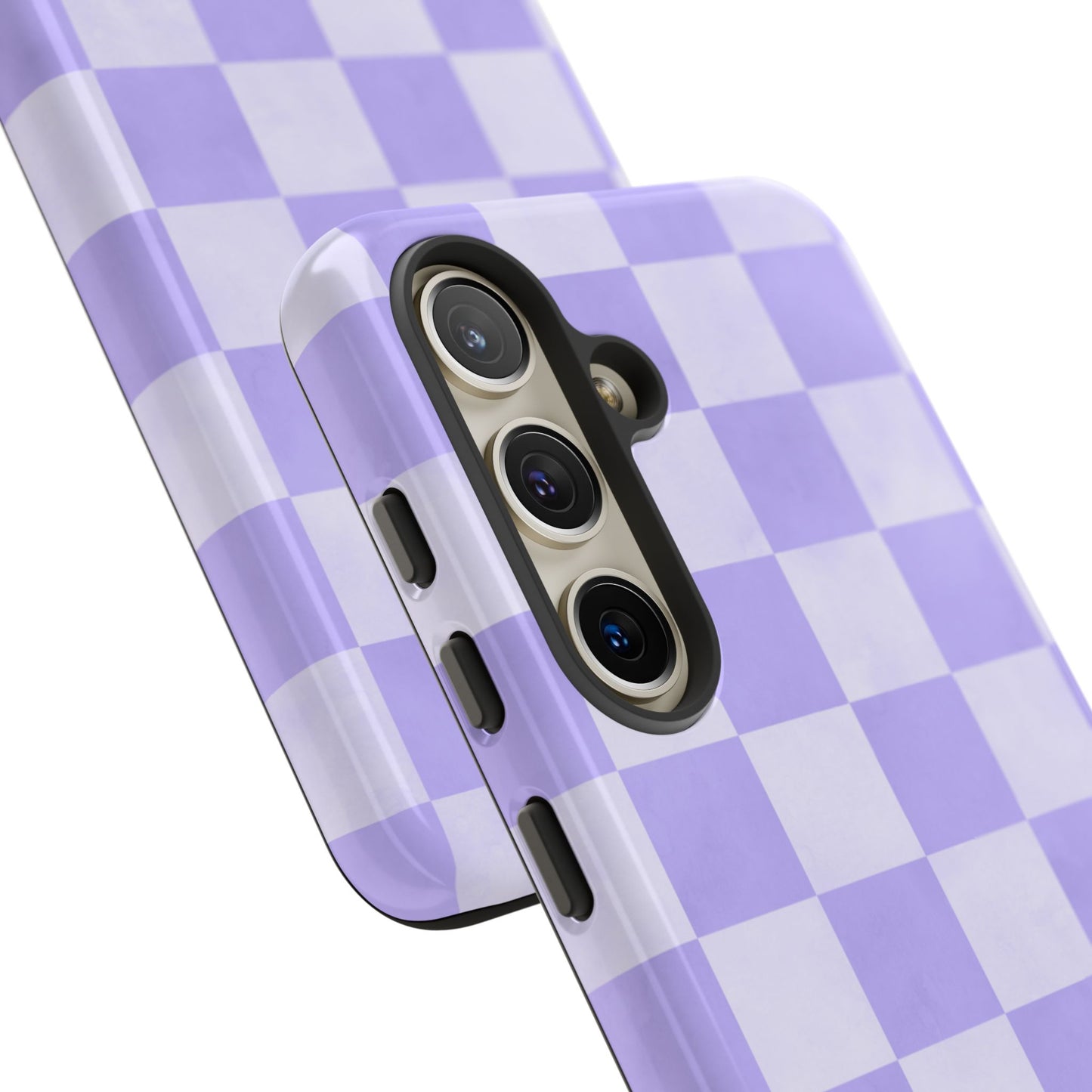 Lavender Checkerboard Samsung Galaxy Case – Shockproof, Smooth Matte Finish, Dual-Layer Design