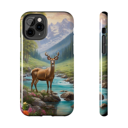 Alpine Serenity – Stag in Mountain Bliss iPhone Cases