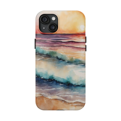 Sunset Waves iPhone Case – Vibrant Watercolor Design