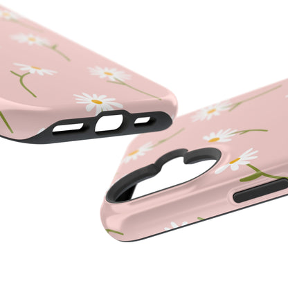 Daisy Delight Tough MagSafe iPhone Case – Cute Floral Design with Dual-Layer Protection