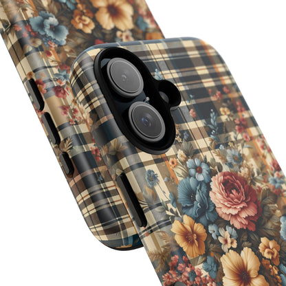 Vintage Floral Checkered Phone Case