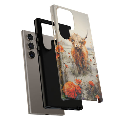 Cutest Highland Cow & Flowers Phone Case! - BOGO Cases