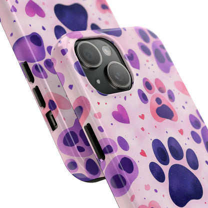 Purple Paw Print iPhone Case - Playful Pet Lover’s Protective Cover