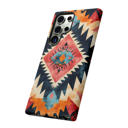 Bold Aztec Pattern Tough Samsung Galaxy Case – Vibrant Geometric Design, Dual-Layer Protection