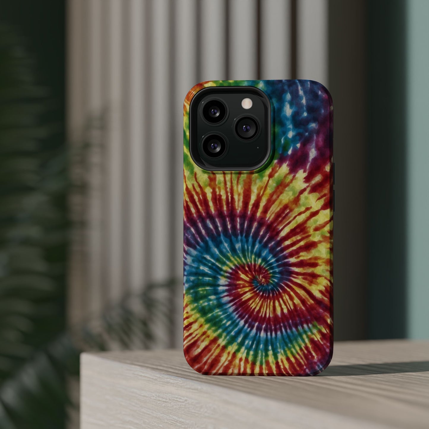 Vibrant Spiral Tie-Dye MagSafe Case – Retro Rainbow Design